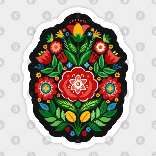 Floral Folk Art Romanian Sticker by craftydesigns
